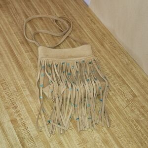 PARADOX Suede Tan Fringe Crossbody Bag